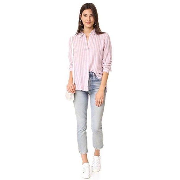 Rails Sydney Rouge Rosegold Lurex Stripe Shirt - Picture 2 of 13